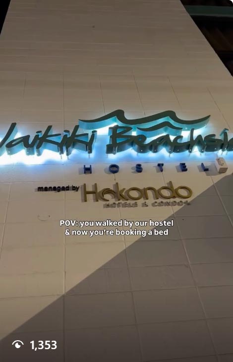 Waikiki Beachside Hostel Instagram reel 12
